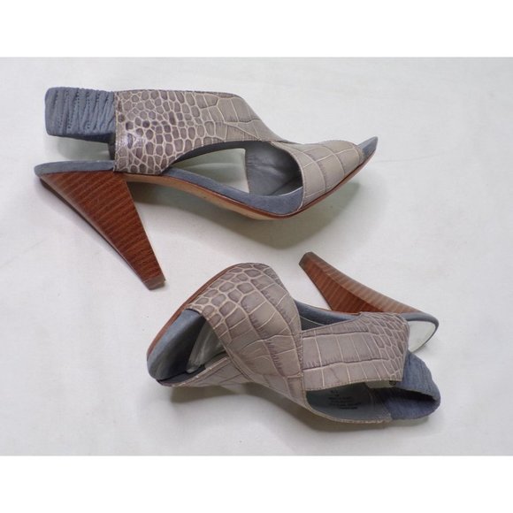 STUDIO9 Nine West Gray Croc High Heel Pumps Sandals Shoes 8 - Picture 5 of 6